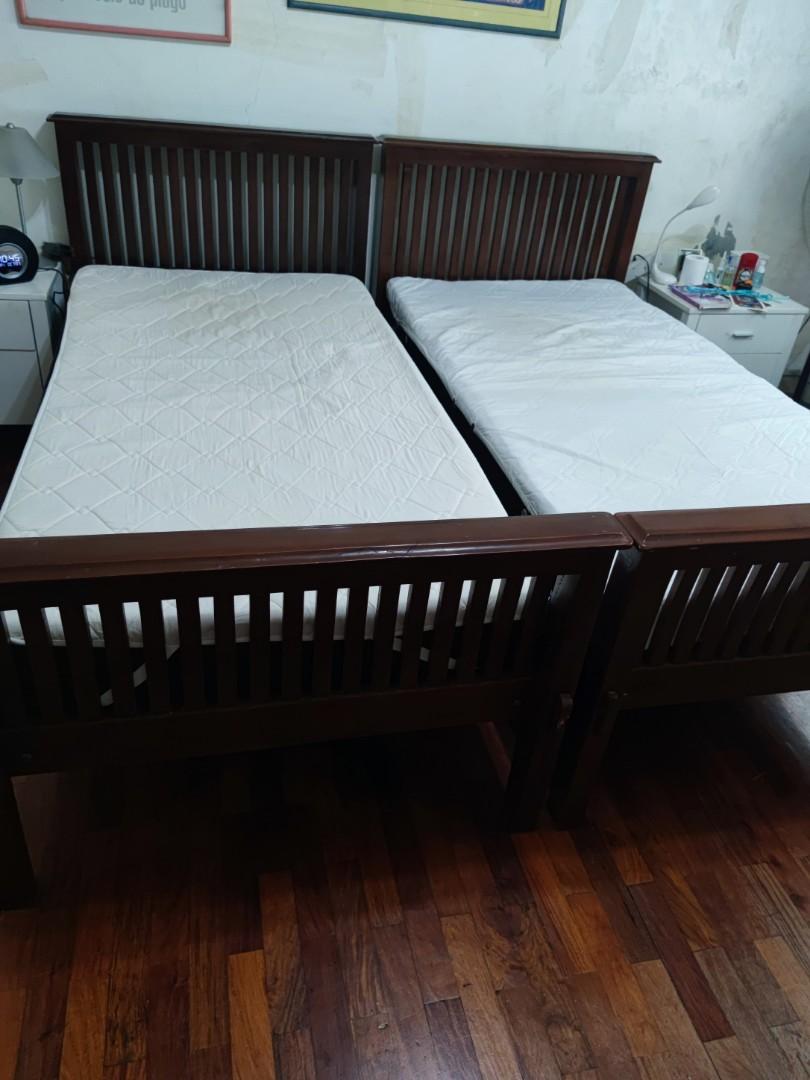 Durable Twinsized bed made from old wood, Furniture & Home Living