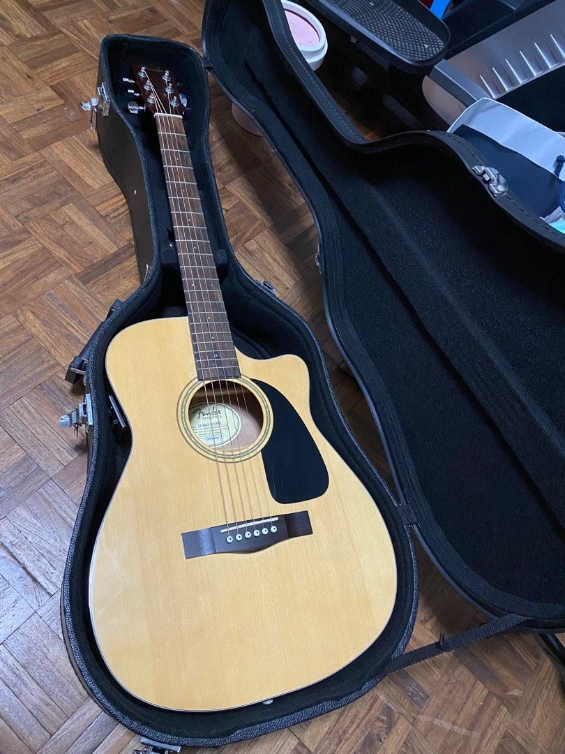 Fender Beginner AcousticElectric Guitar CF60CE Natural Folk With Hardshell Case, Hobbies
