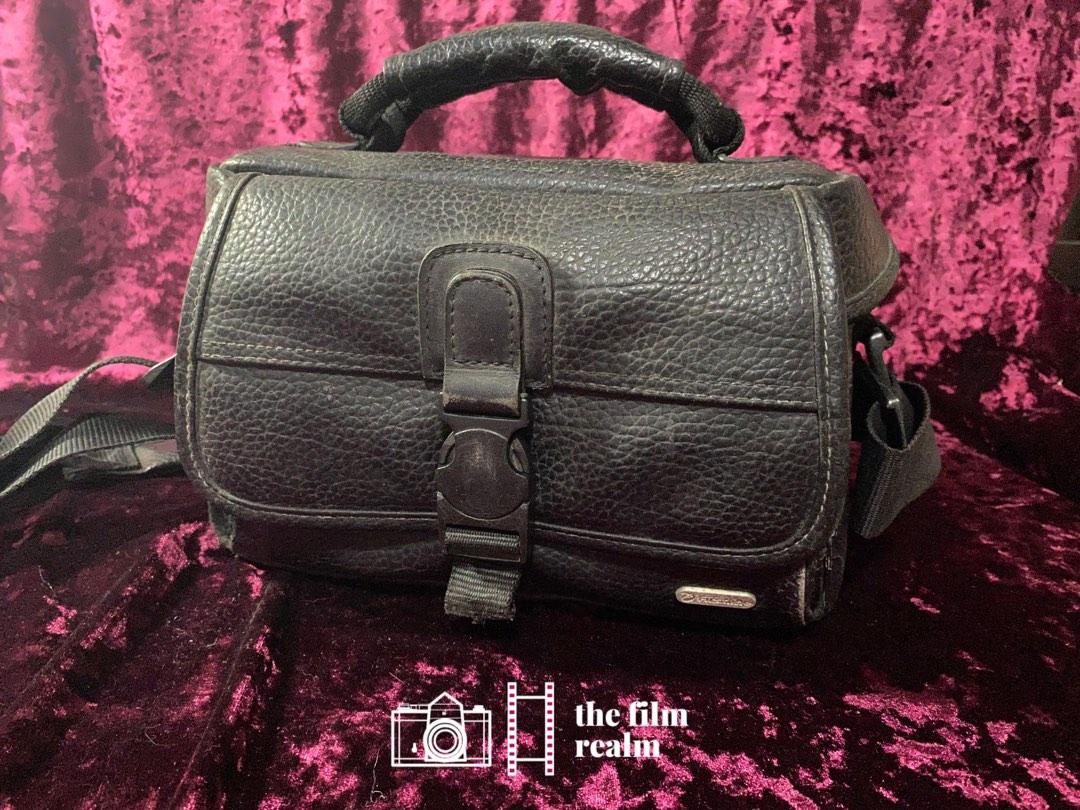 FIRSTLINE BRAND LEATHER PADDED VINTAGE CAMERA BAG (Category: Camera Bags & Carriers) located in Antipolo. Submitted by jeweltangi_ (Listing ID 1189278733, Image 1). Description: FIRSTLINE BRAND LEATHER PADDED VINTAGE CAMERA BAG - Good condition - Cosmetics: 7/10; minor scuffs in the exterior and slightly discolored interior Bag specifications: - Room for a camera and 2-3 lens and accessories - Adjustable padded strap and leather padded handle - S