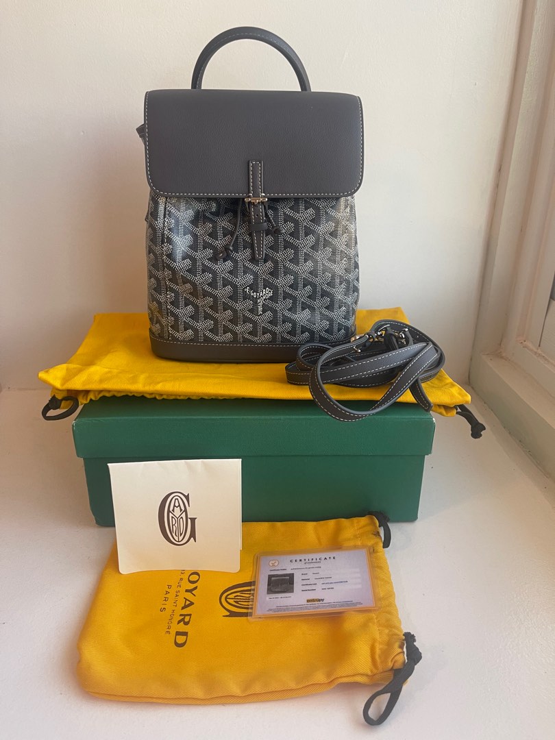 GOYARD Goyardine Calfskin Mini Alpin Backpack Grey 457110