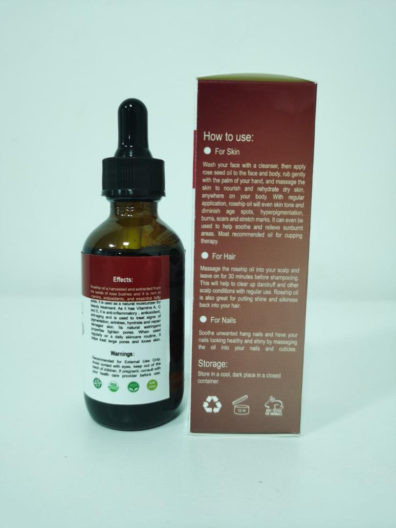 Herb Botany Natural Rosehip Oil ( Fl Oz / 60 ml) 100% Pure Non-GMO Cold  Pressed Unfiltered Anti-Aging Moisturizer for Dry Hair, Face, Skin, Reduces  Wrinkles, Acne Scars, Skin, Hair Pigmentations, Beauty