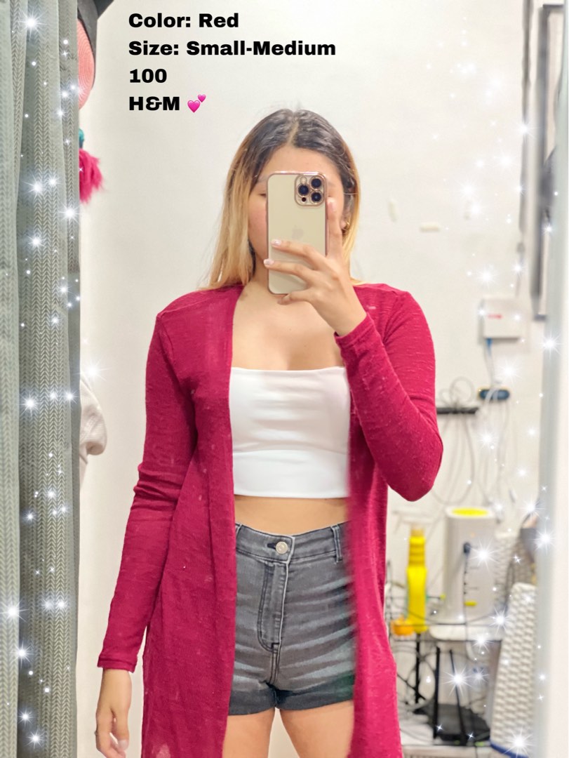 H and m red cardigan best sale