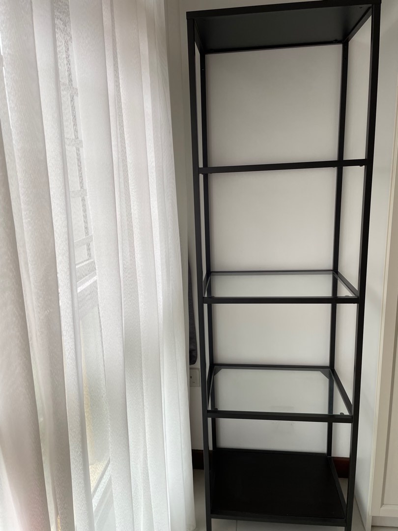 IKEA black glass shelf, Furniture & Home Living, Furniture, Shelves