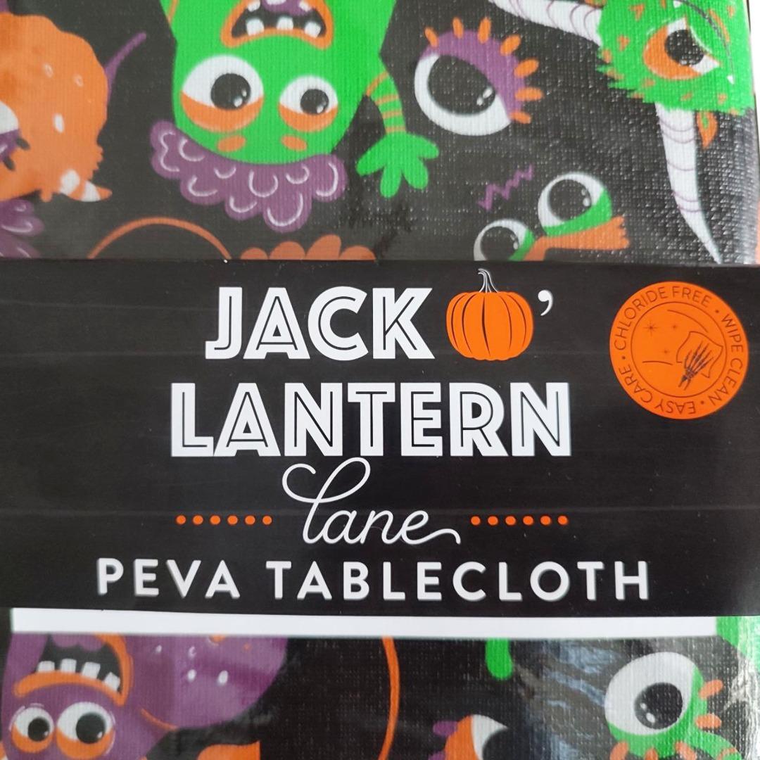 Jack O' Lantern Lane PEVA Tablecloth (Rectangle) (Category: Table Linen & Textiles) located in Quezon City. Submitted by gemaenterprises (Listing ID 1189181342, Image 2). Description: • 100% PEVA plastic with flannel backing. • 60in x 102in (152cm x 259cm) • CARE: Wipe clean with damp cloth. Do not iron..