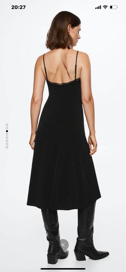 MANGO LACE CAMISOLE DRESS BLACK, Women's Fashion, Dresses & Sets, Dresses  on Carousell