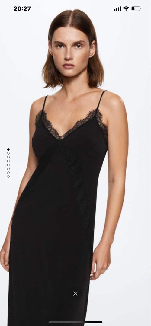MANGO LACE CAMISOLE DRESS BLACK, Women's Fashion, Dresses & Sets, Dresses  on Carousell