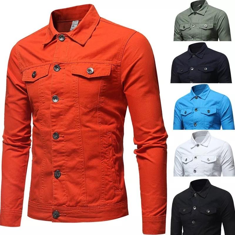 Men denim jacket blue black white green red size M 3xl plus size