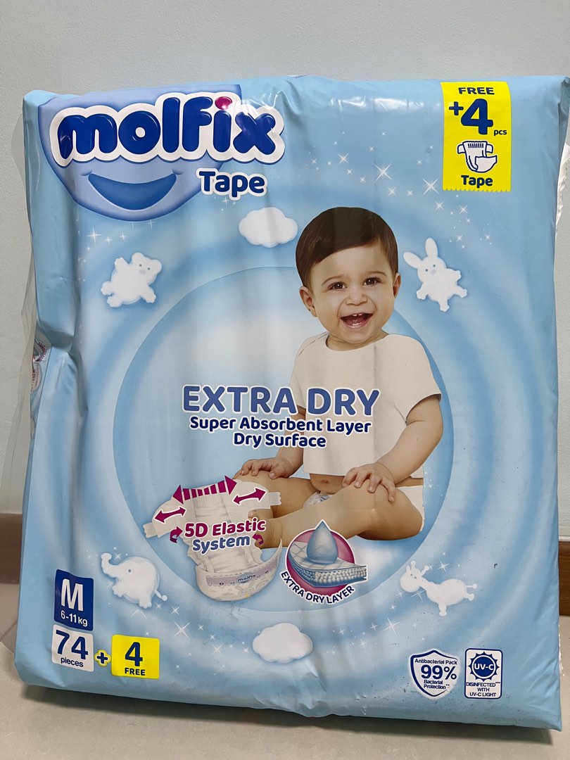 Molfix Diapers M74pcs (611Kg), Babies & Kids, Bathing & Changing, Diapers & Baby Wipes on