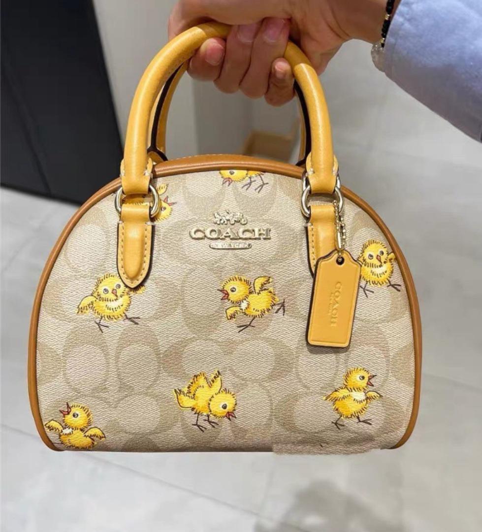 COACH®  Sydney Satchel In Signature Canvas With Tossed Chick Print