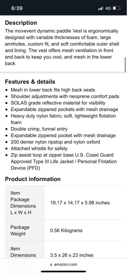 Onyx MoveVent Dynamic Paddle Sports CGA Life Vest, Sports Equipment ...