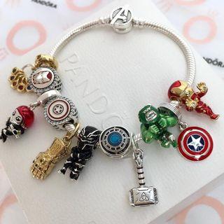 Pandora marvel avengers charm in silver and gold