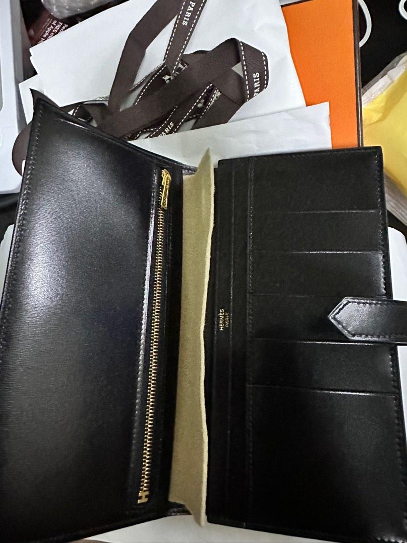 HERMES Clochette Unisex Calfskin Plain Leather Folding Wallet Card