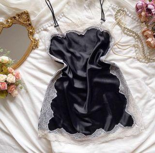 RARE Victoria Secret black lace slip dress