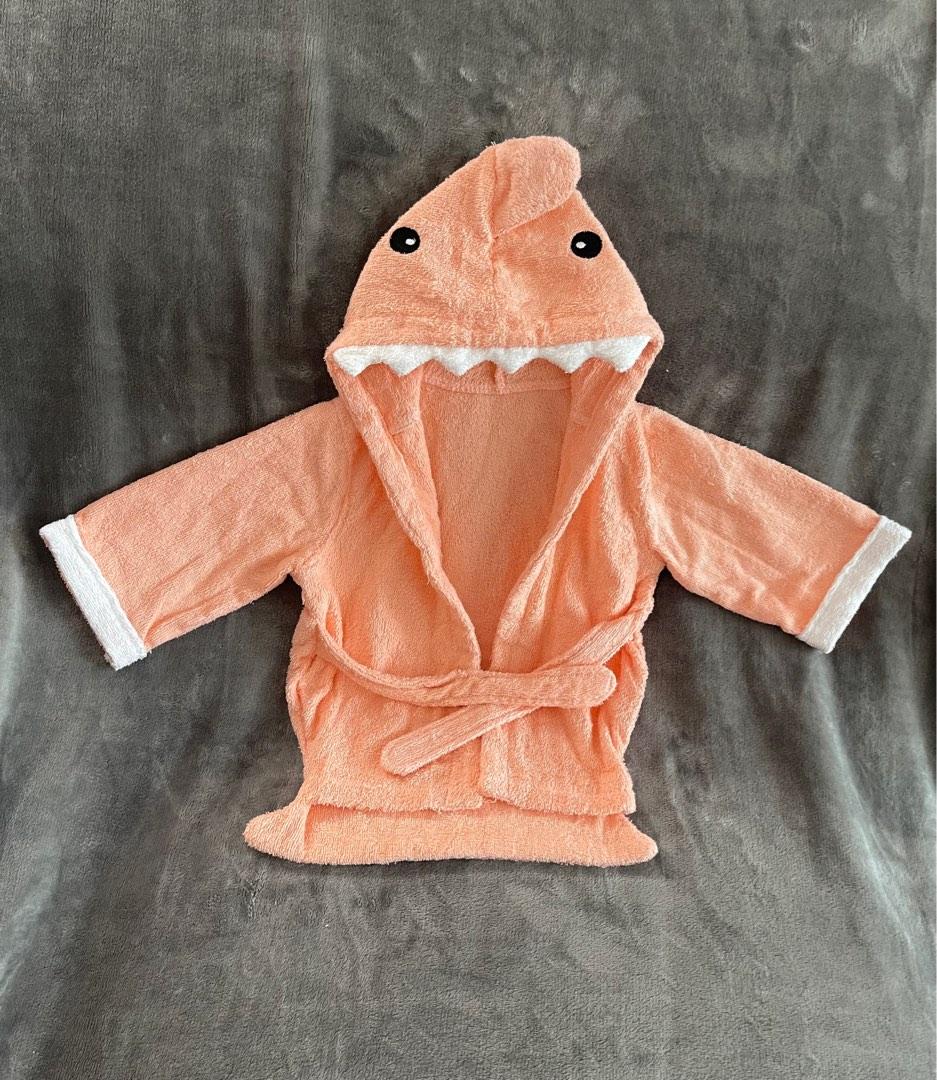 Salmon Coloured Shark Baby Hooded Bath Robe, Babies & Kids, Babies