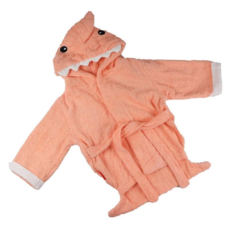 Salmon Coloured Shark Baby Hooded Bath Robe, Babies & Kids, Babies