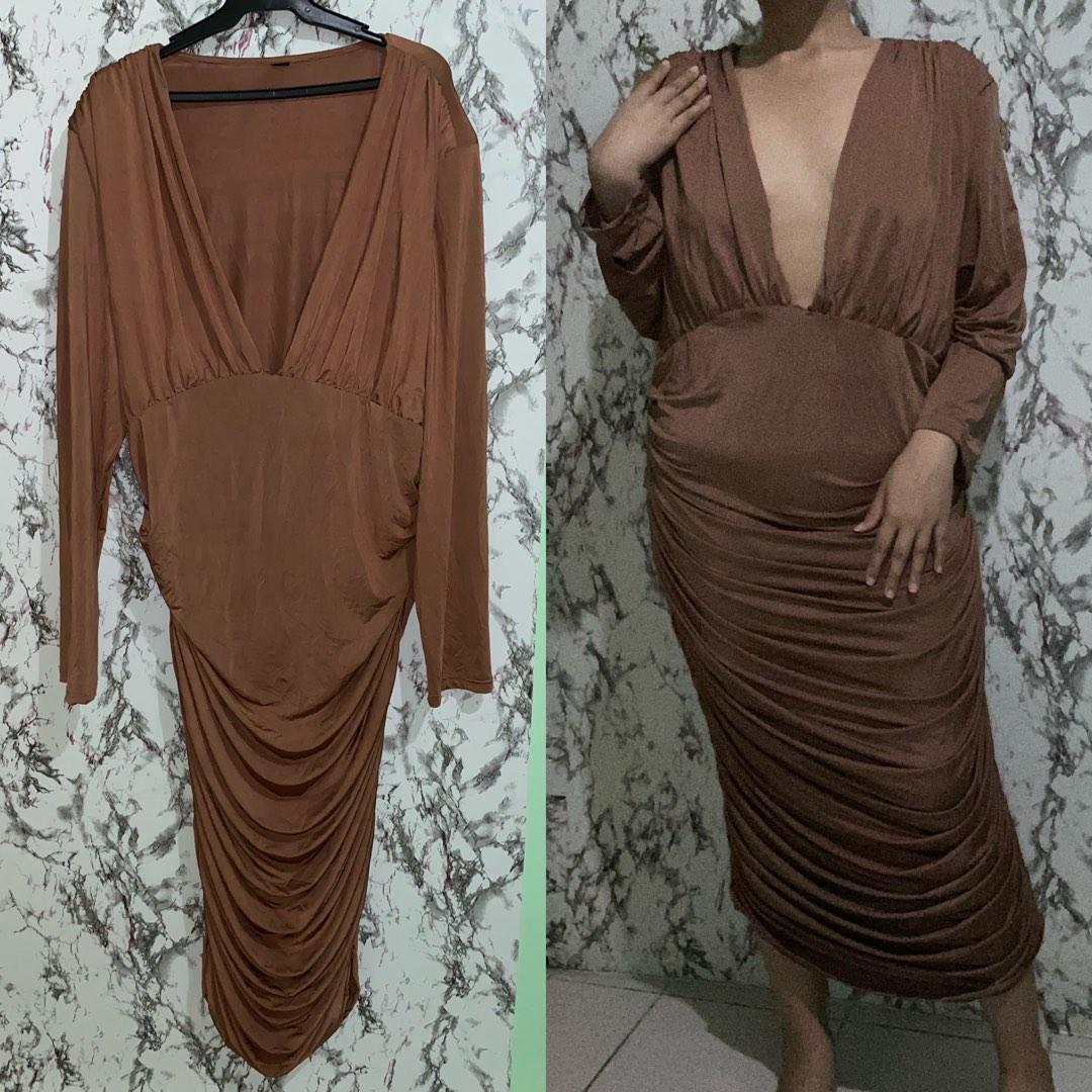 SHEIN PLUS SIZE RUCHED MAXI DRESS, Women's Fashion, Dresses & Sets, Dresses  on Carousell