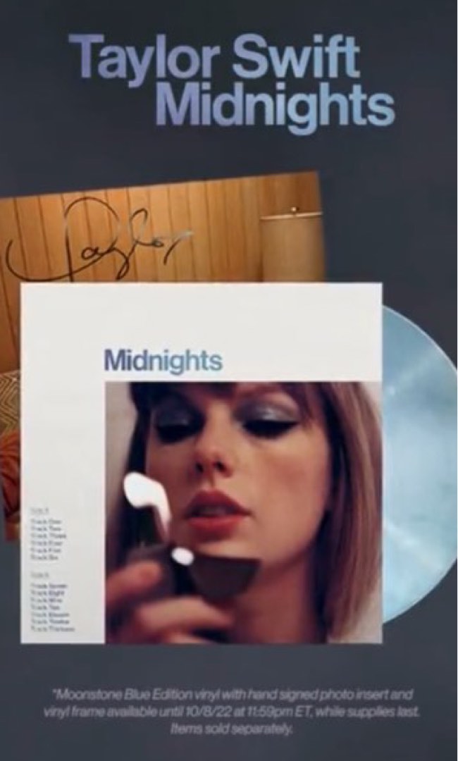 Signed Midnights Vinyl Moonstone Blue by Taylor Swift, Hobbies