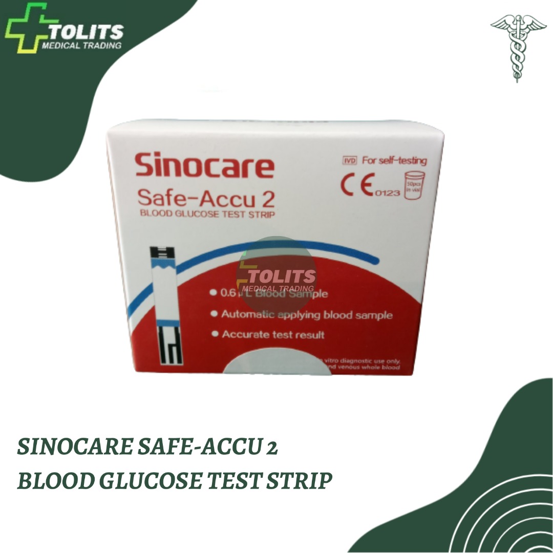Sinocare Safe-Accu 2 Blood Glucose Test Strips (50's), Health ...