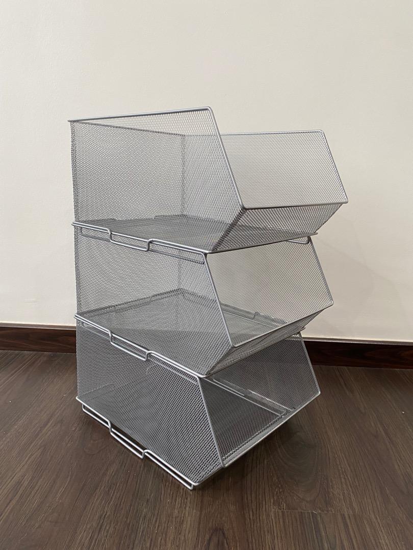 Stackable mesh bins, Furniture & Home Living, Home Improvement ...