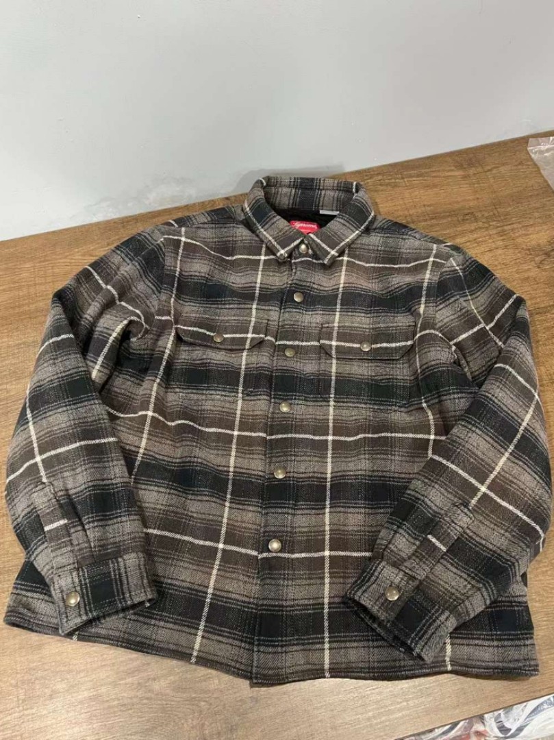 supremesupreme shearling lined flannel shirt