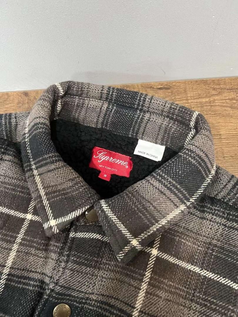 新作グッ supreme faux shearing lined flannelshirt ecousarecycling.com