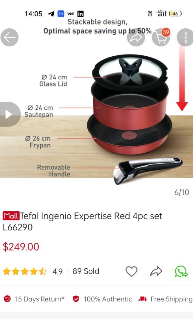 Tefal Ingenio Red 4pc Set, Furniture & Home Living, Kitchenware ...