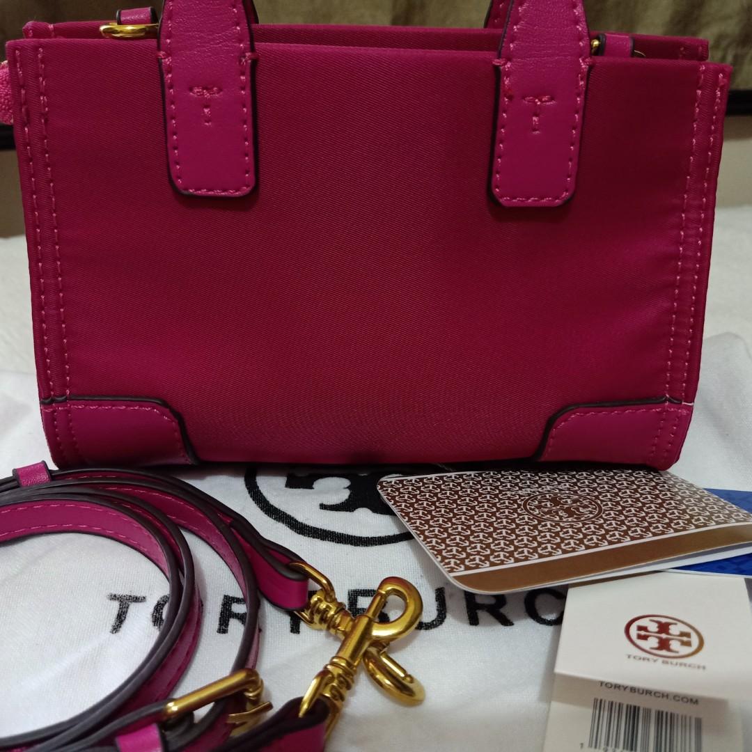 Tory Burch Bright Hot Pink Ella Micro Mini Tote Bag Purse W/ Crossbody  Strap NWT