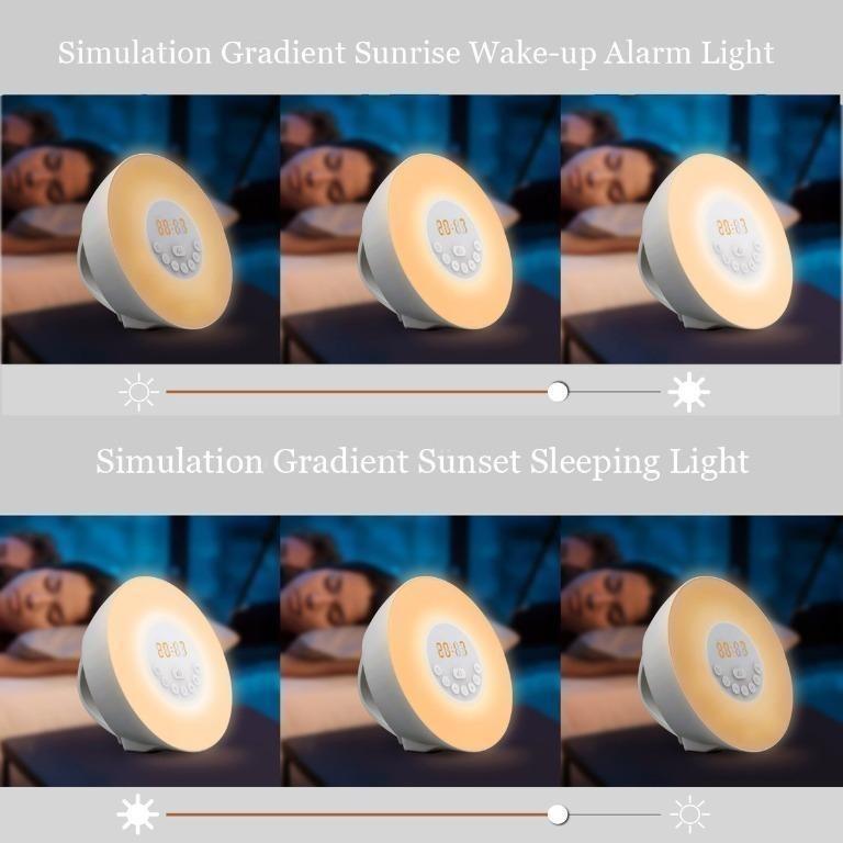 Wake Up Light, Arvin Simulation Sunrise Sunset Light Alarm Clock Night