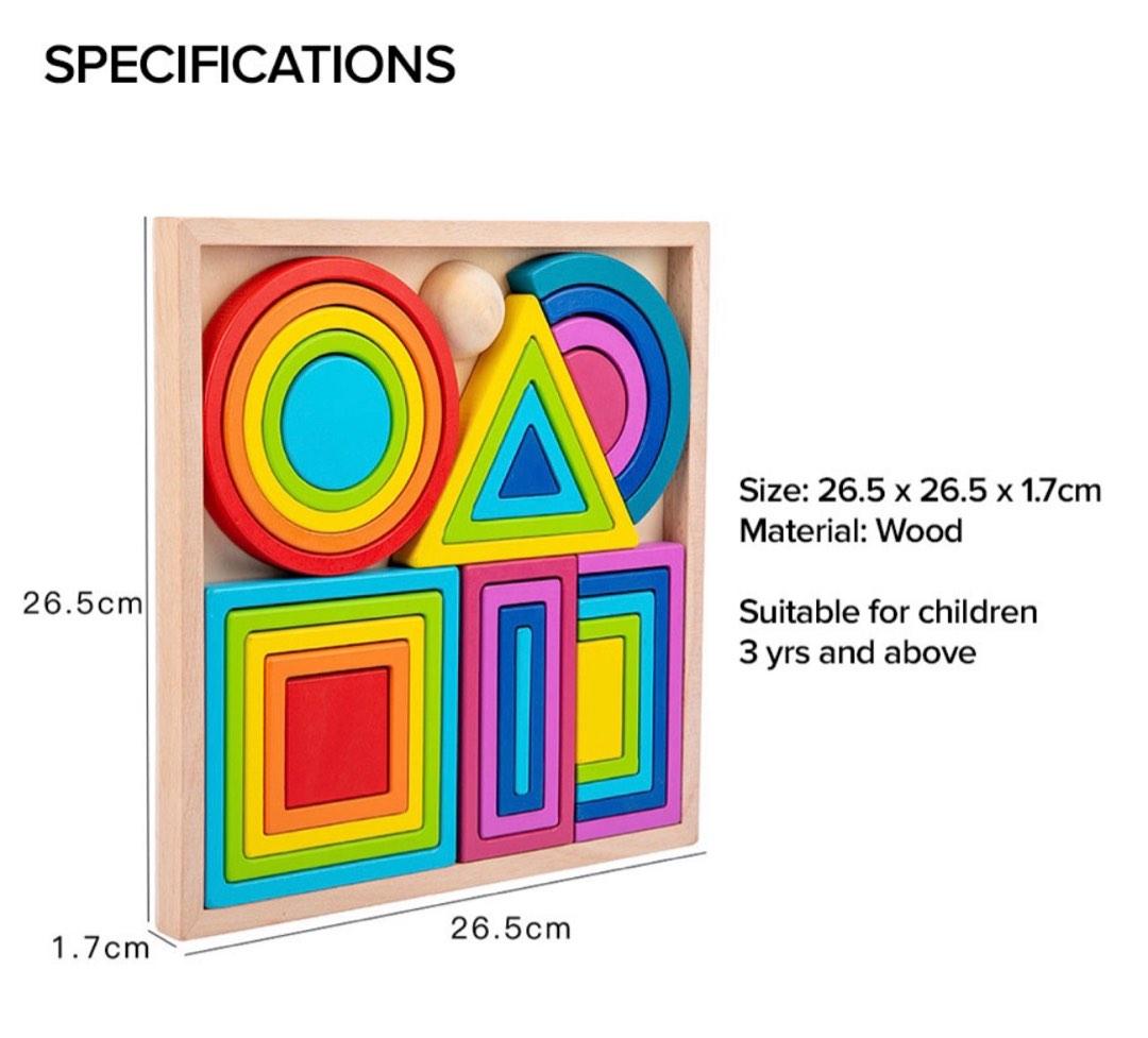 Wooden Rainbow Stacking Toy 27 PCS Early Educational Sorting Nesting Building Blocks Christmas Gift Montessori Toy