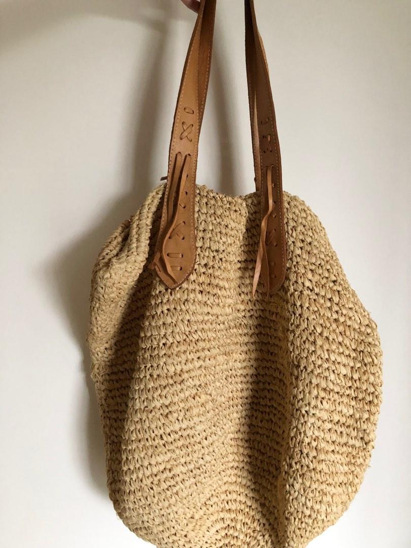 Raffia and cheap leather bag