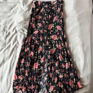Zara Black Floral Maxi Skirt