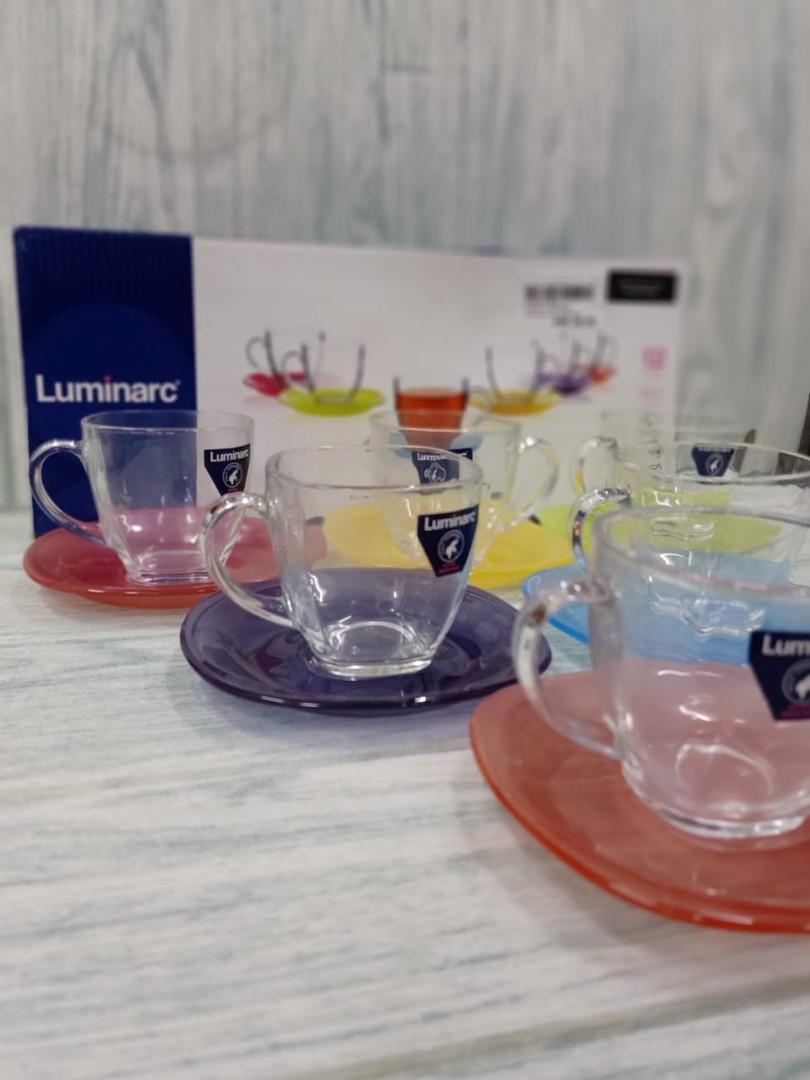 12pcs Luminarc Carina Rainbow cup and saucer set, Furniture & Home