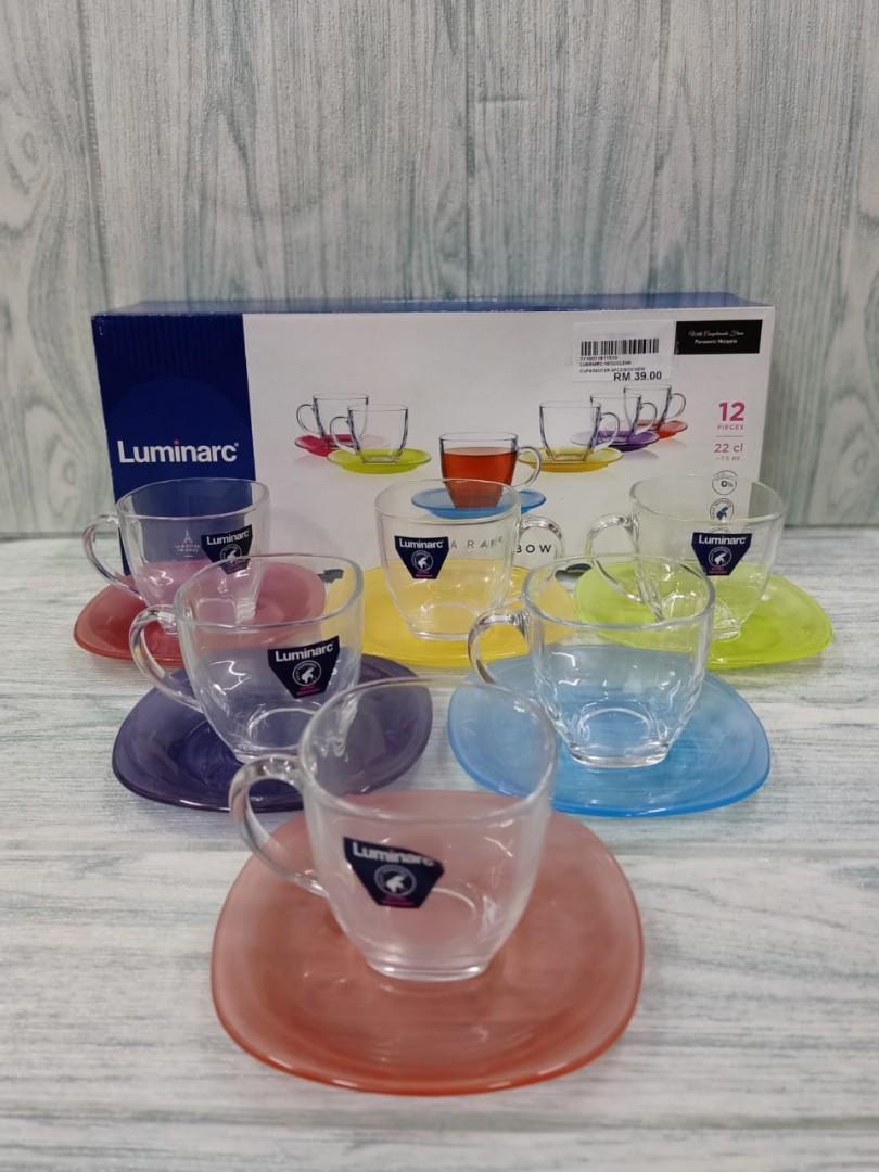 12pcs Luminarc Carina Rainbow cup and saucer set, Furniture & Home