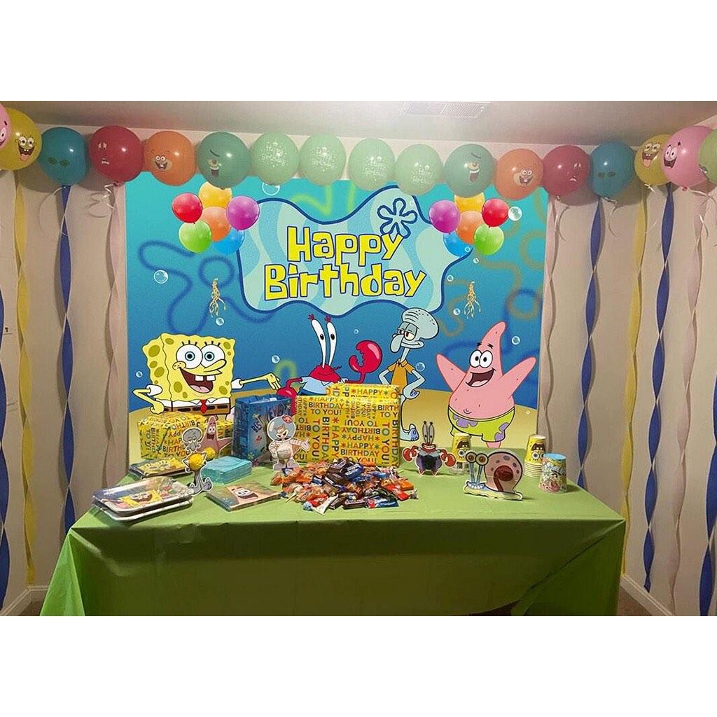 150x100cm Spongebob Backdrop Party Birthday Cartoon Background