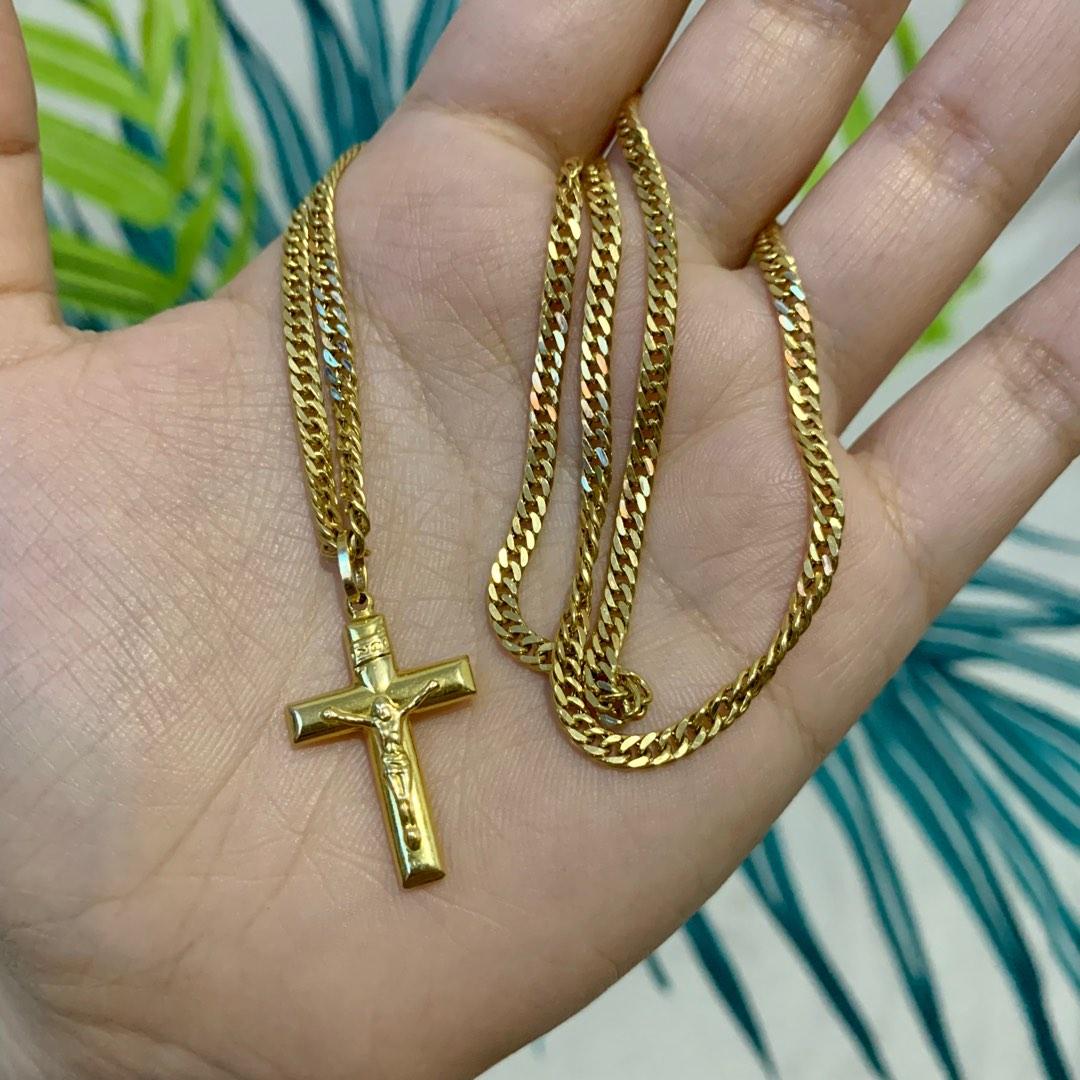 18k Real Saudi Gold Tiny Cross Necklace | Tiny cross necklace, Heart key  pendant, Heart key necklace
