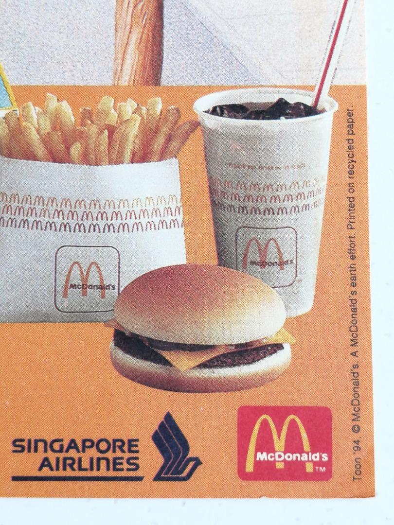 Rare 1994 McDonald "Mickey's ToonTown" Happy Meal Tray Liner / Brochure / Placemat