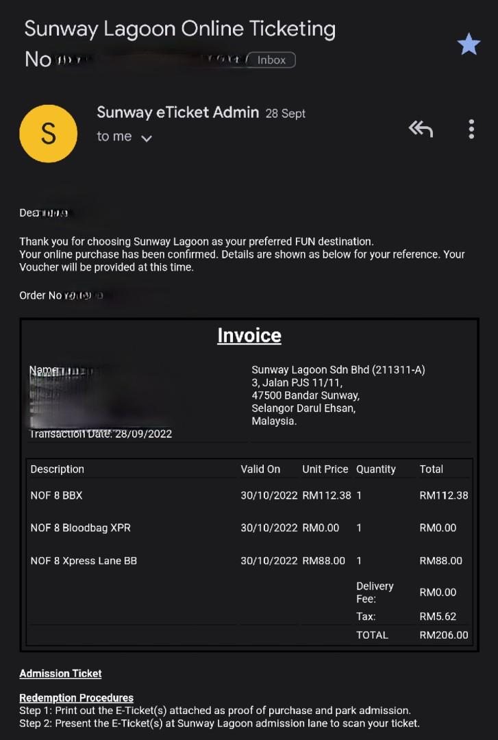 1 (ONE) ticket + Xpress Pass Sunway Lagoon Nights of Fright 8 (NOF) on