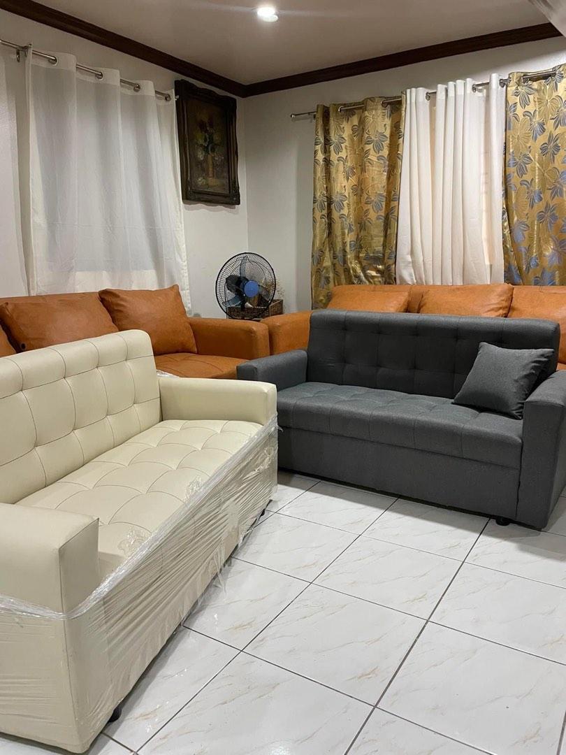 3 Seat Sofa Brand New Mall Quality (Category: Sofas) located in Quezon City. Submitted by wams.homeessentials (Listing ID 1189377689, Image 1). Description: PRICELIST • 3 seater fabric - 4,200 • 3 seater leather - 4,400 Message me for color availability. ADDITIONALS • Pillow - 150 each • Stool 20" × 20" - 1,125 each • Stool 20" × 28" - 1,650 each • Center table 18" × 24" - 1,650 MATERIAL • Mall Quality • Uses strap, no spring. • Made of 4 inches 