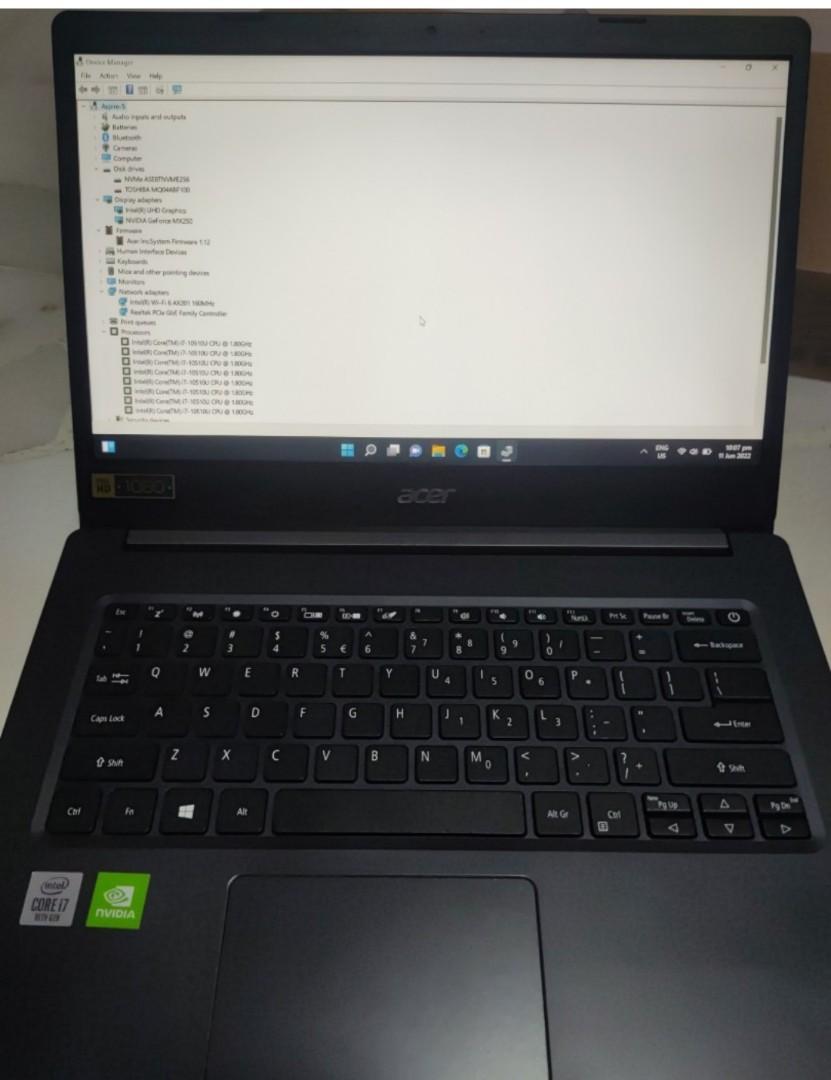 Acer Aspire 5 Gaming Laptop i710th gen processor upgraded to M.2 SSD