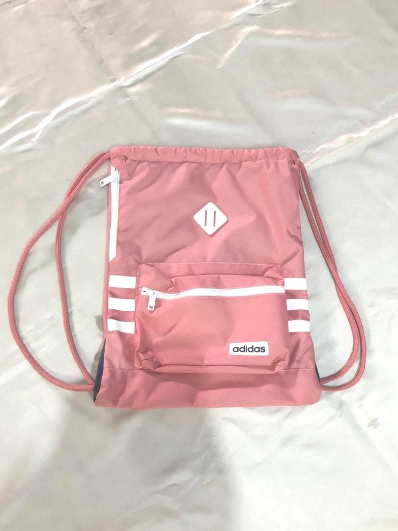Adidas pink cheap drawstring bag