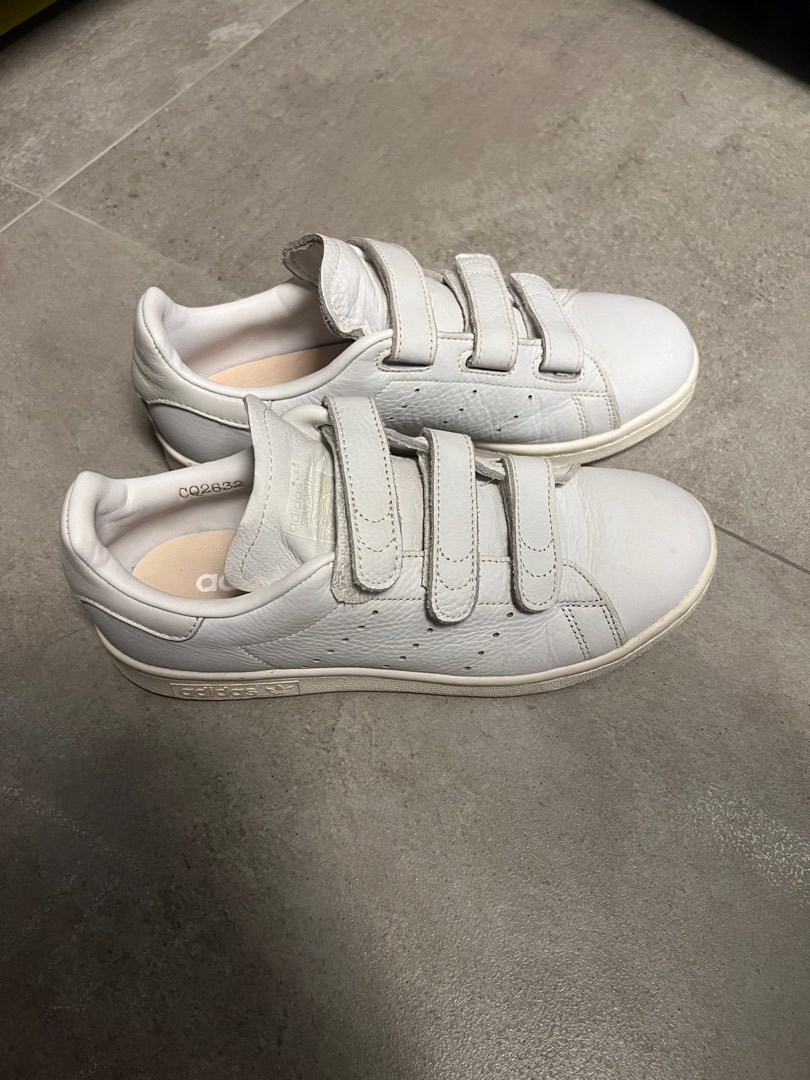 Adidas Originals All White Leather Stan Smith Velcro Women s