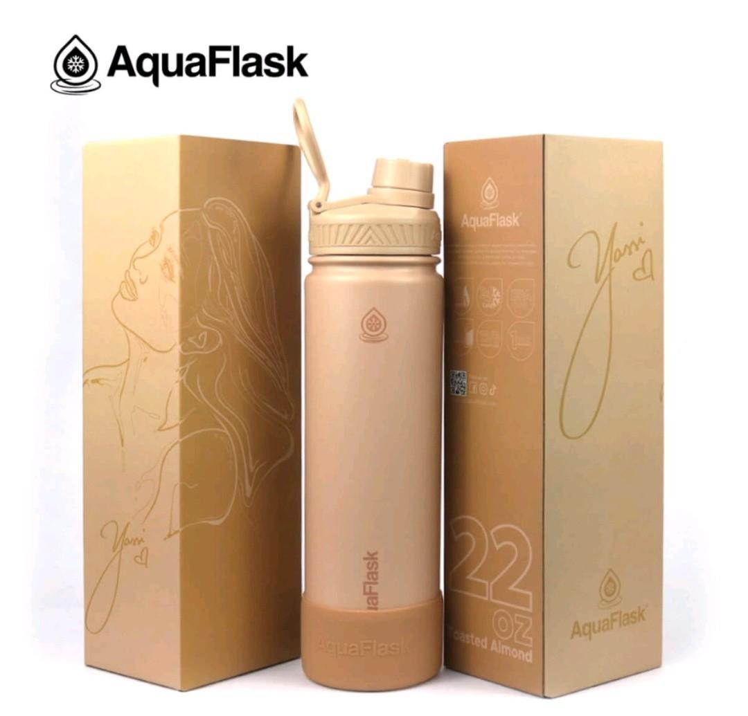 Aquaflask 22oz Limited Edition Yassi Flask With Silicon Boot Beige one-piece-aquaflask-infinity-sticker-matte-finish-waterproof-and