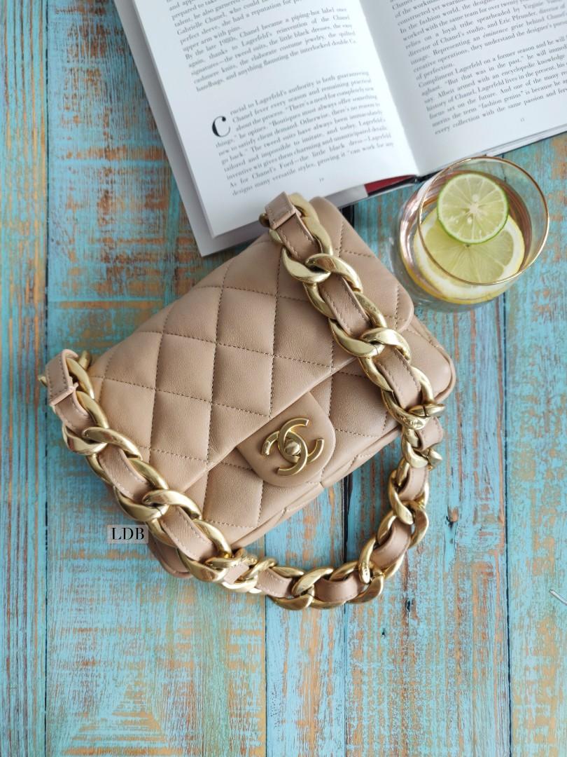 Authentic Cha nel Funky Town Small Dark Beige Lamb Gold Hardware Shoulder Bag  Metal Plate, Luxury, Bags & Wallets on Carousell
