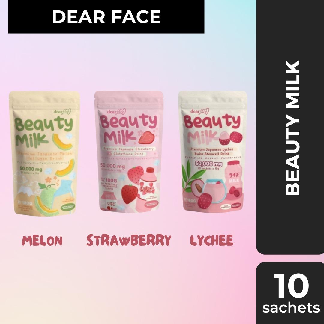 Authentic Dear Face Beauty Milk Japanese Strawberry, Melon, Lychee