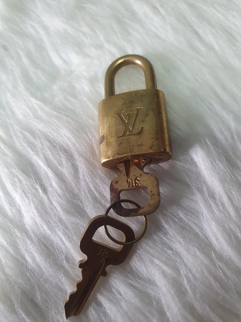 LOUIS VUITTON Brass Gold Padlock with Matching Key (LV Lock Number 314)