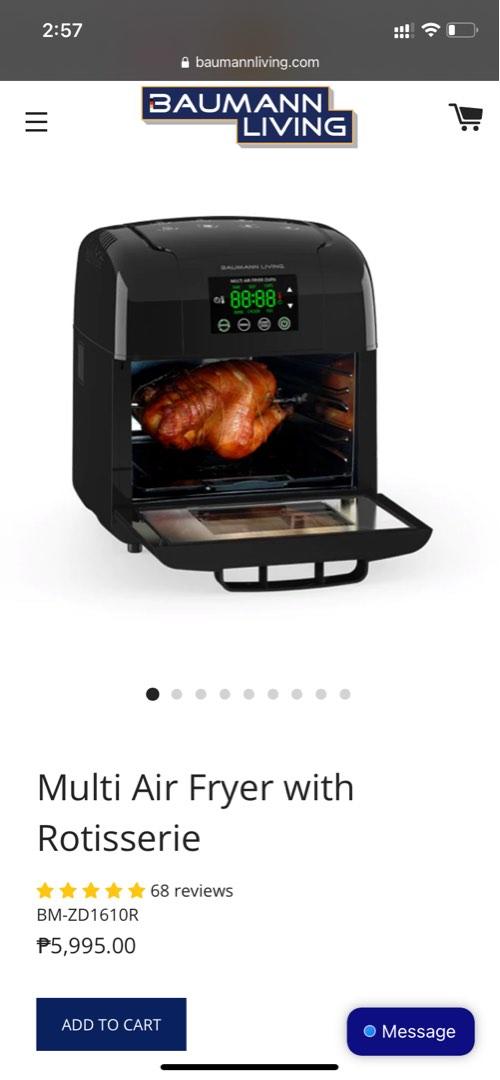Baumann Multi Air Fryer with Rotisserie, TV & Home Appliances, Kitchen