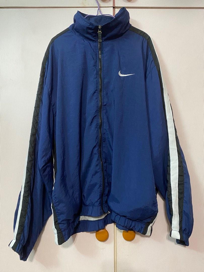 RARE Blue Nike Windbreaker big middle swoosh at the back, Men's Fashion