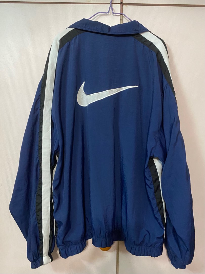 RARE Blue Nike Windbreaker big middle swoosh at the back, Men's Fashion