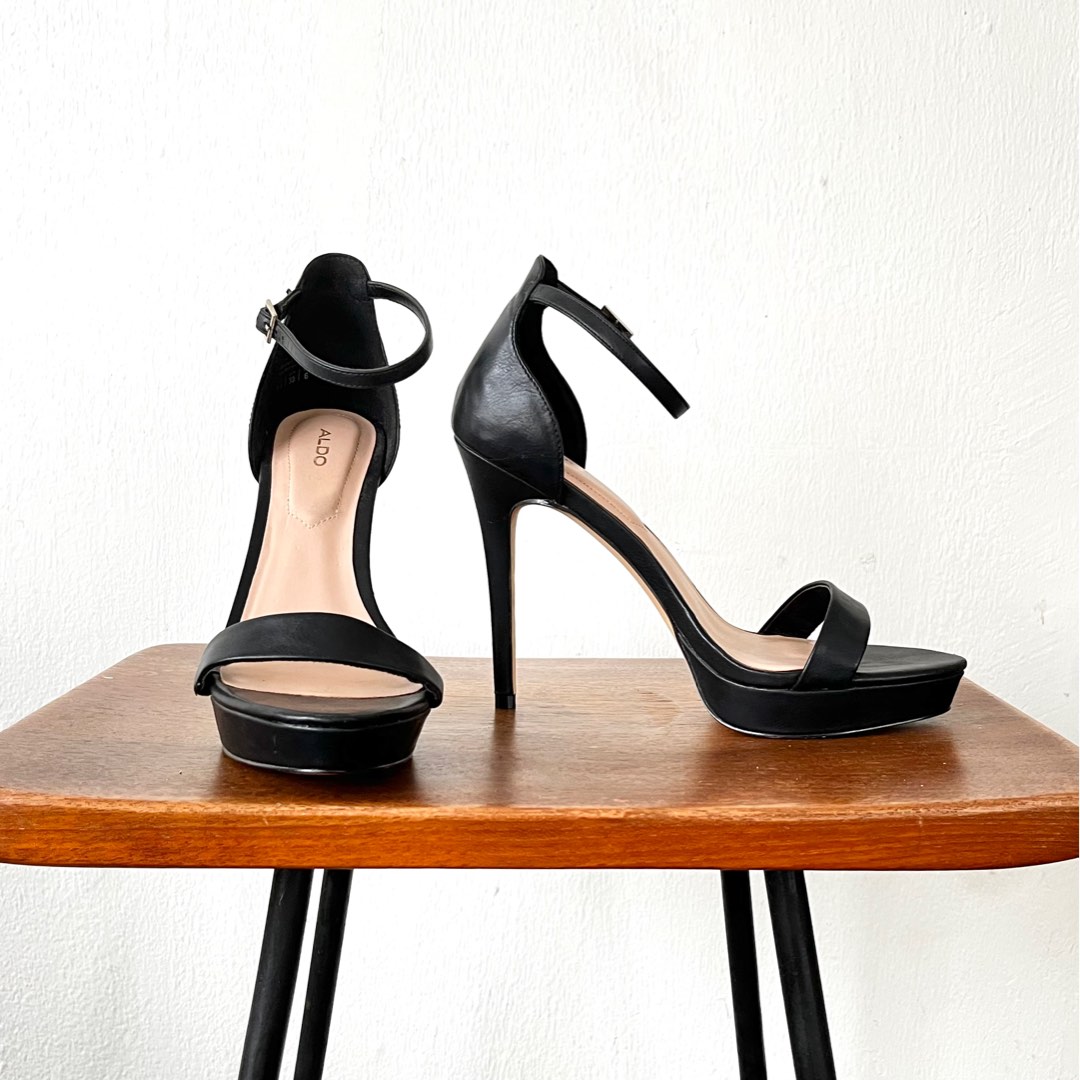 Ankle Strap Chunky Heeled Sandals | Cute black heels, Simple black heels,  Black sandals heels