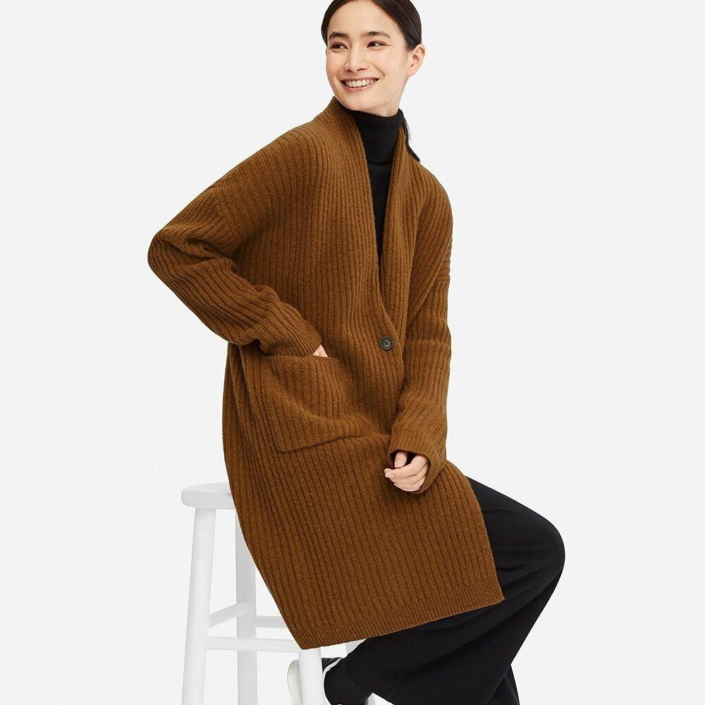 Uniqlo wool top ribbed knitted coat